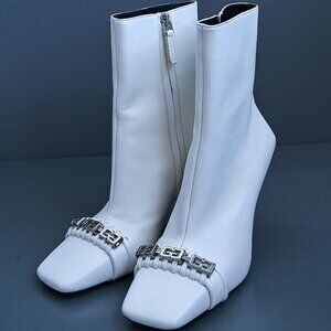 Givenchy White Lamb Leather Ankle Boots 90mm 9/39